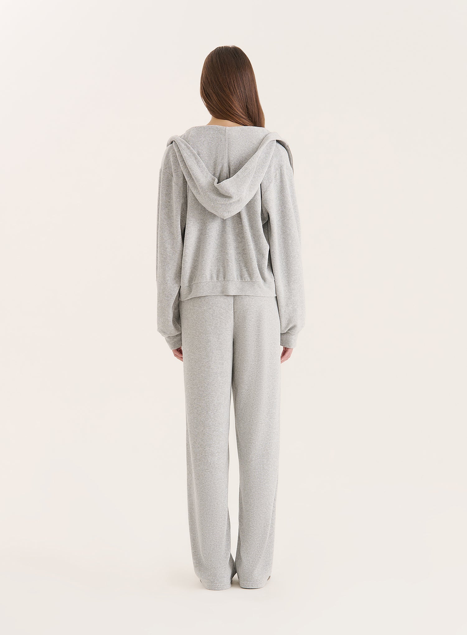 Grey Towelling Zip Hoodie